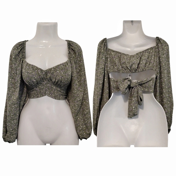 Blush BJ - Floral Sweetheart Back Ties Crop Top - Picture 15 of 15